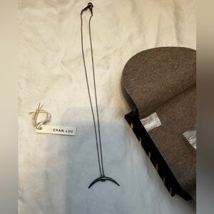Chan Luu graphite silver horn necklace